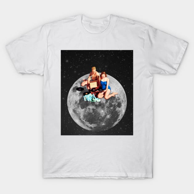 Moon and Sounds Collage art T-Shirt by CollageSoul